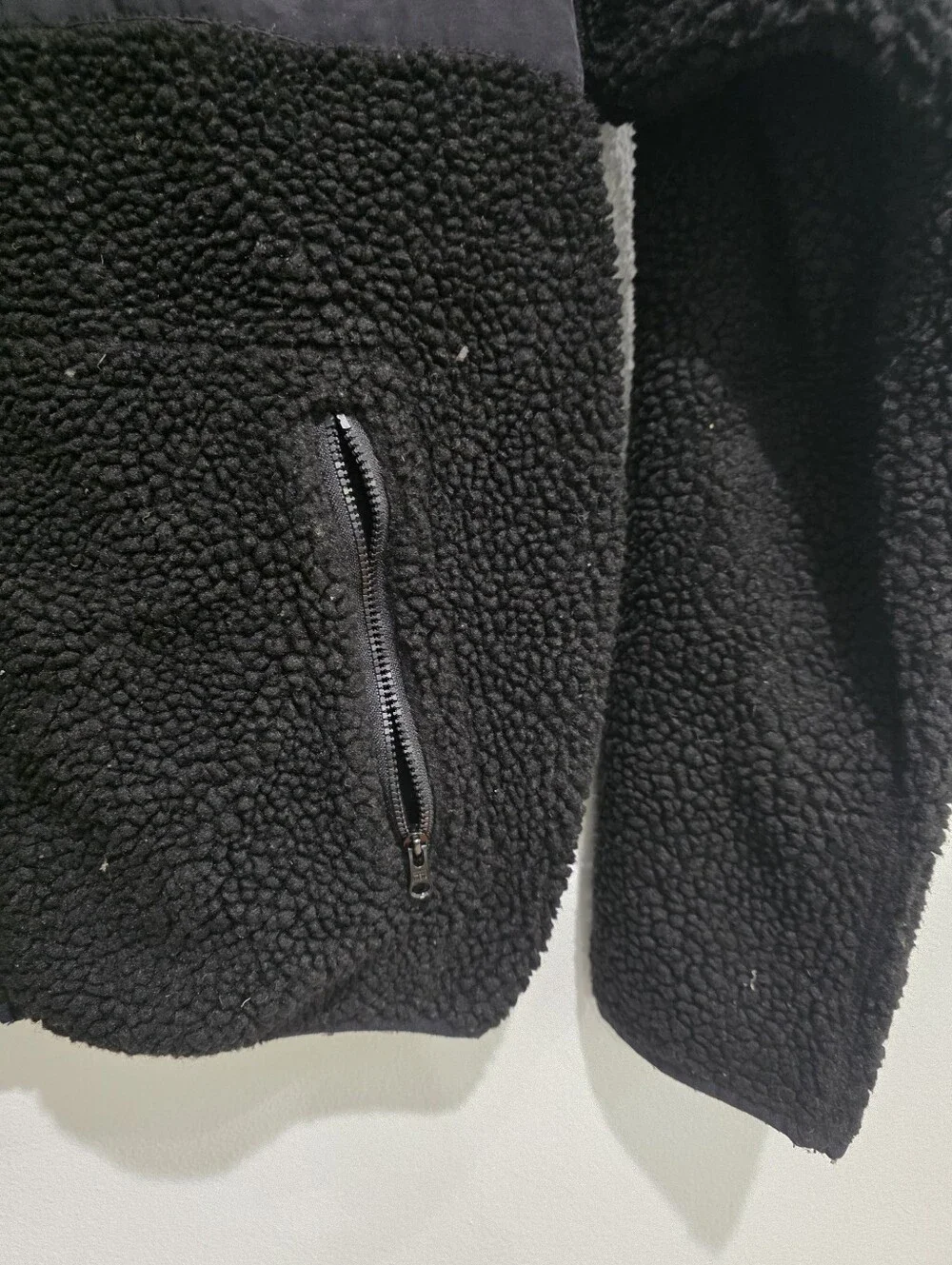 J.Crew Authentic Outerwear Black Sherpa Fleece Full-Zip Hoodie Jacket - Men's M